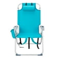 thumbnail image 3 of Tcbosik Foldable Beach Chair for Adults, Outdoor Camping Chair with 5-Position Adjustable Back, Portable Backpack Chair w/Side Storage, Towel Bar and Cooler Pouch for Lawn, Sand, Backyard, Mint Green, 3 of 10