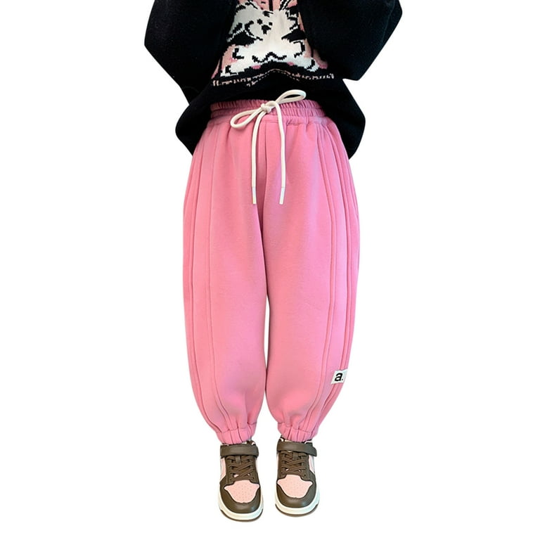 KaLI_store Pants for Girls Kids Girl's Fashion Stretch Waist Ultra Soft  Jogger Pants,Pink