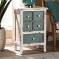 thumbnail image 3 of Baxton Studio Table d'Appoint en Bois à 5 Tiroirs Style Ferme en Blanc et Turquoise, 3 of 8