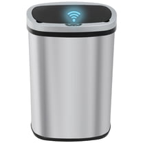 PetFurnishn Kitchen Trash Can Automatic Trash Can Trash Can with Lid 50 Liter 13 Gallon Touch Free High-Capacity Brushed Stainless Steel Waste Bin for Bathroom Bedroom Home Office (Stainless Steel)