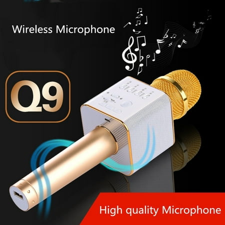 Q9 Wireless B luetooth Mobile Phone Karaoke Microphone Handheld KTV Singing Speaker For IOS For Android