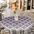 thumbnail image 3 of Purple Moroccan Elastic Fitted Round Table Cover Geometric Pattern Waterproof Outdoor Tablecloth for Holiday Party, Picnic, Patio & Dining Fits Tables Up to 55"-60", 3 of 8