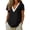 Black, variant on CAIVO Women Blouses Dressy Casual Solid Color Short Sleeve Lace Everyday Wear Tops V-Neck Solid Color Breathable Shirts