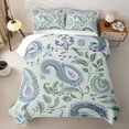 thumbnail image 2 of jejeloiu Calm Paisley Twin Quilt Set,Botanical Print Twin Coverlet Set For Adults,Mint Purple,2-Piece, 2 of 7