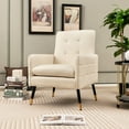 thumbnail image 4 of Costway Linen Fabric Accent Chair Modern Single Sofa Chair with Solid Metal Legs White, 4 of 8