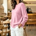 thumbnail image 7 of Edvintorg Womens Sweater Long Sleeve Loose Knit Sweaters Crew Neck Casual Pullover Top Plus Size Fashion Clothing Pink XXXL, 7 of 7