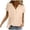 shirts 114#Beige, variant on Womens Summer Top Loose Fit Pleated V Neck Short Sleeve Curved Hem Flowy Shirts Blouse Beach Outdoor Versatile Vacation Clothes