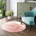 thumbnail image 7 of Latepis Pink Round Rug 6.7 ft, Faux Fur Sheepskin Circle Rug for Living Room, Fuzzy Rugs for Teen Girls Bedroom, Nursery, Teen Room, Dorm, Cute Room Décor, 7 of 7