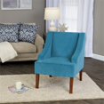 thumbnail image 3 of HomePop Fauteuil d'Appoint Traditionnel en Bois et Velours à Accoudoirs Incurvés, Bleu, 3 of 13
