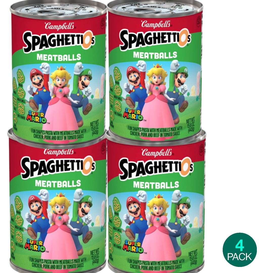 Campbell's SpaghettiOs with Meatballs Super Mario 15.6oz pack of 4