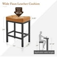 thumbnail image 6 of Dycanpo 24” Saddle Bar Stools Set of 2 with Modern Metal Legs, for Home Kitchen, Whiskey Brown, 6 of 8