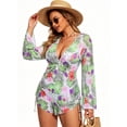 thumbnail image 6 of Cadmus Women's 3 Piece Swimsuits Tropical Print Bikini Set with Cover Up,010, Large, 6 of 7