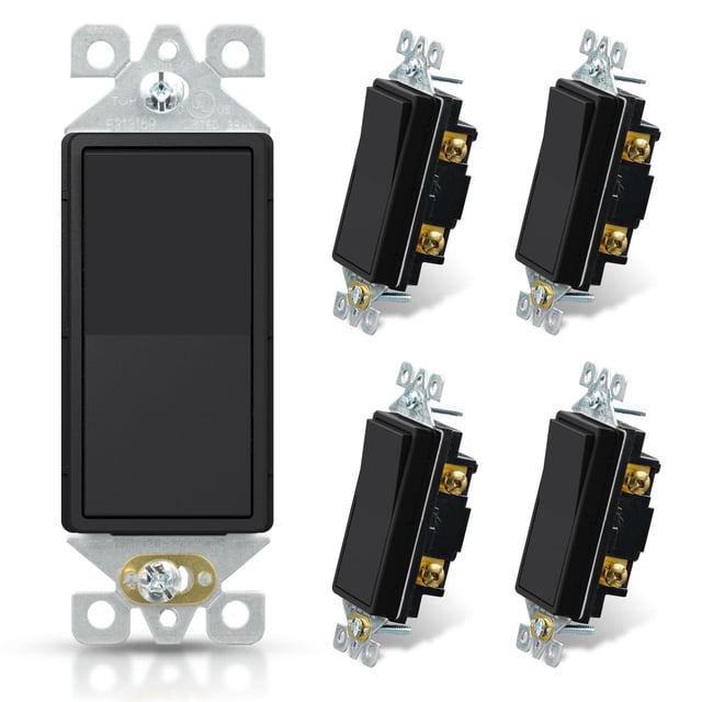 Interruptor de luz ELEGRP negro mate unipolar 15 A 120-277 V (paquete de 5)