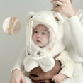 thumbnail image 2 of CPNG Toddler Baby Winter Hat Face Mask Neck Warmer Kawaii Outdoor Hats Boys Girls Cute Bear Ear Windproof Fuzzy Warm Fluffy Beanies Fleece Snow Hats Infant Scarf Adjustable Warm Hat, 2 of 4