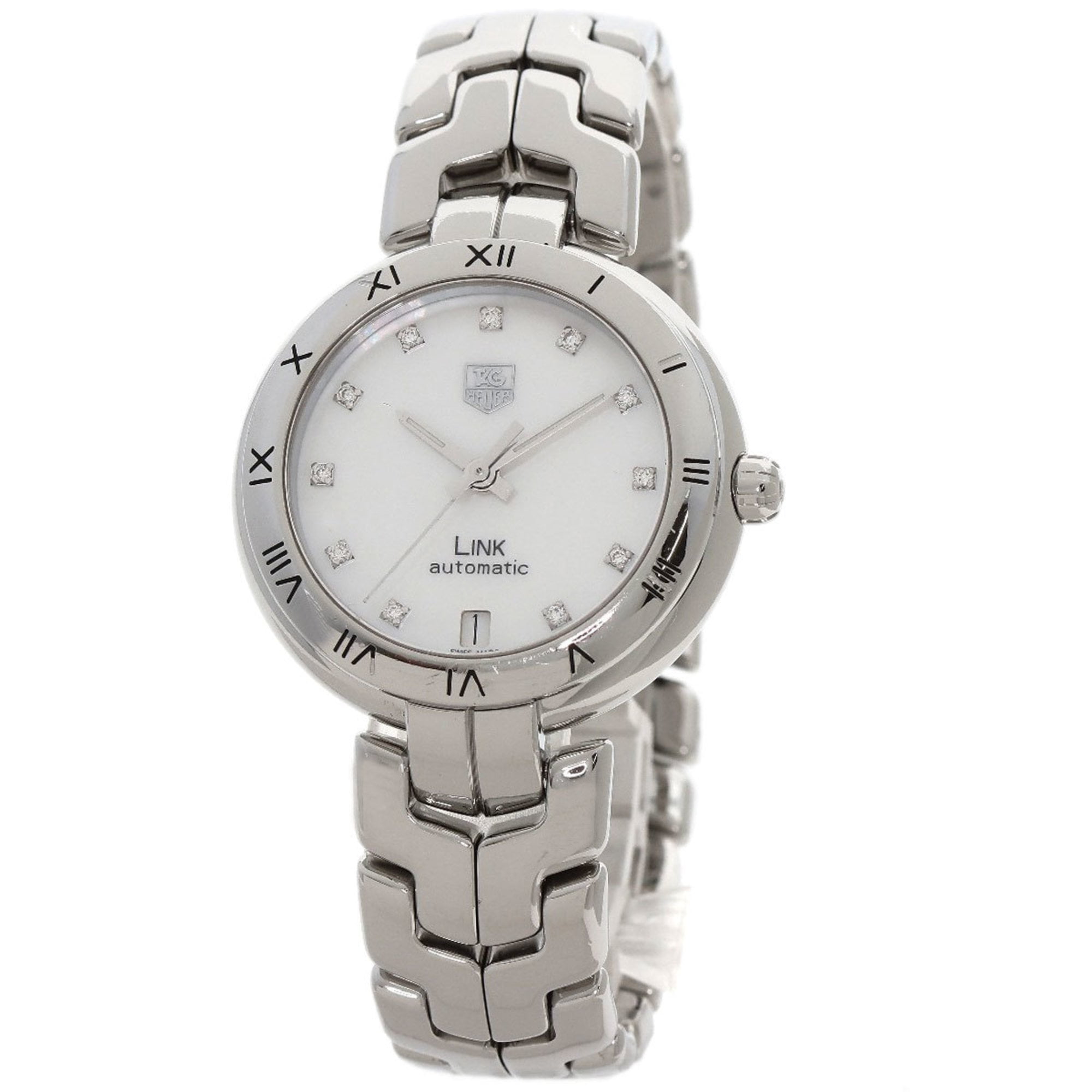 Pre-Owned TAG Heuer WAT2315 Link Calibre 7 11P Diamond Watch Stainless Steel SS Men's... (Good)