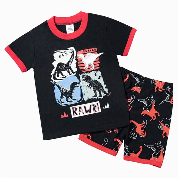 Nwiuh Pajama Set , Teens, 2 Pc T Shirt Shorts Set PJs, Soft Sleepwear, Cozy Loungewear, Gamer Gifts(Red, 2-3 Years)