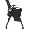 thumbnail image 3 of Conference Room Chair, 2Pcs Ergonomic Foldable Reception Chair High Load Bearing Armchair Portable Bouncing Back Office Chairs with Tabletop&Casters for Conference Halls Schools Step Classrooms, 3 of 9