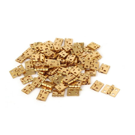 Wooden Cosmetic Case Jewelry Box Cabinet Retro Style Door Hinge Brass Tone 80pcs