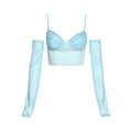 thumbnail image 6 of KelaJuan Women´s Tank Tops, Solid Color Spaghetti V Neck Crop Vest with Half Sleeve Base Shirt, 6 of 6