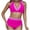 Hot Pink, variant on Women's High Waist Bikini Sets Stretch Quick-Dry Slimming Two Piece Bathing Suit Color Block Modest Swimwear (XL, Hot Pink)