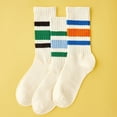 thumbnail image 2 of Womens Novelty Striped Crew Socks Athletic Vintage Slouch Mid Calf Tube Socks, 2 of 15