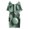 thumbnail image 3 of Square Circle Abstract Geometry Sage Green Women's Off The Shoulder Ruffles Summer Wedding Guest Loose Casual Party Beach Dress, 3 of 9