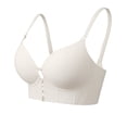 thumbnail image 4 of IQOGKRN Women Wireless Seamless Low Back Bra Thin Adjustable Strap Padded Backless Bralette Front Buckle Lift Support Brassiere Khaki 34, 4 of 9
