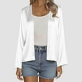 thumbnail image 6 of Kilaqueen Women's Long Sleeve Open Front Cardigan Solid Color Silk Vintage Short Cardigan Lightweight Soft Comfy Cropped Shrug Bolero Cardigan for Dress, 6 of 8