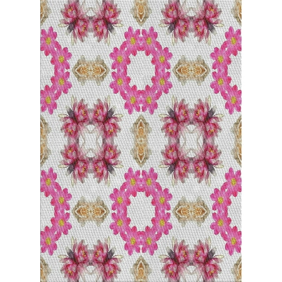 Ahgly Company Indoor Rectangle Patterned Dark White Beige Novelty Area Rugs, 2' x 5'