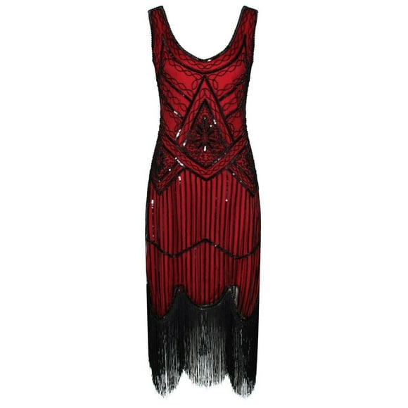 1920's Dress Flapper Great Gatsby Costume Cocktail Party Sequin Fringe