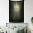 thumbnail image 4 of Grunge Tapestry, Classic Chandelier in a Dark Gothic Wooden Room Vintage Style Room Picture, Wall Hanging for Bedroom Living Room Dorm Decor, 40W X 60L Inches, Grey and Yellow, by Ambesonne, 4 of 5