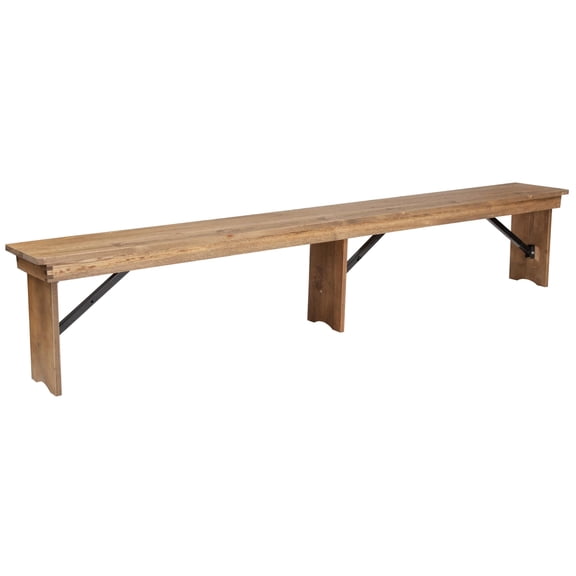 Pemberly Row Folding Wood Dining Bench in Antique Rustic Brown