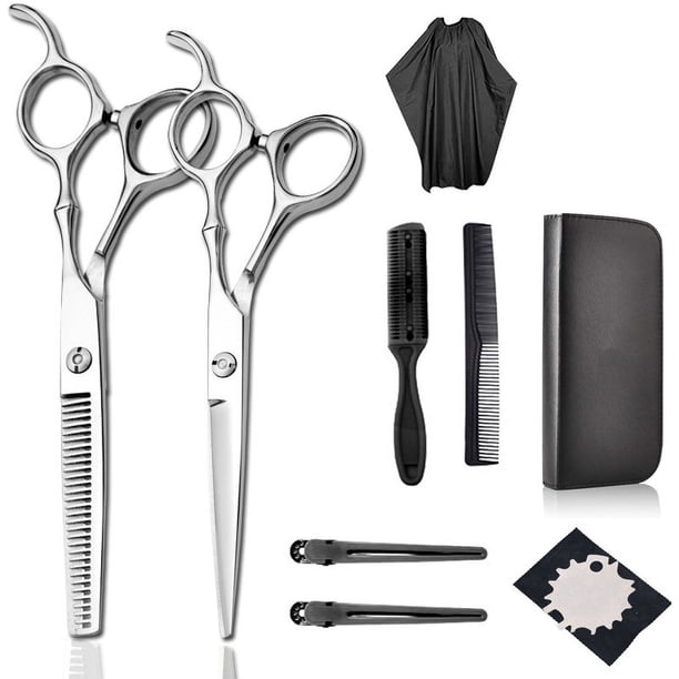 RV Tijeras de peluquería profesionales, 11 tijeras de corte, tijeras de peluquero, escultores, kit de lote, corte de pelo familiar, herramienta de peluquero, corte de pelo, adelgazamiento, texturización oso de fresa Electrónica