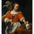 thumbnail image 2 of Cornelis Bisschop 20x22 Black Ornate Framed Double Matted Museum Art Print Titled: A Young Woman and a Cavalier (Early 1660s), 2 of 5