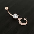 thumbnail image 3 of Navel Ring Rhinestone Moon Stainless Steel Body Piercing Jewelry Belly Ring, 3 of 10