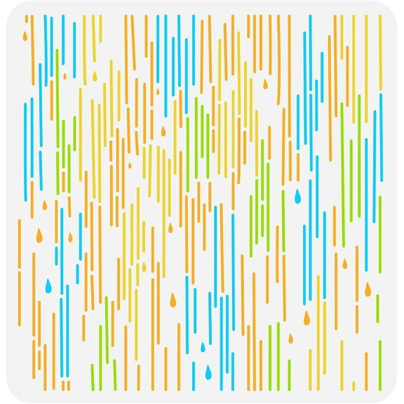 Rain Wall Stencil 11.8x11.8 inch Rain Pattern Stencils Template Plastic Vertical Line Rain Drops Pattern Stencil Large Reusable Modern Stencils for Wall Furniture Crafts Painting