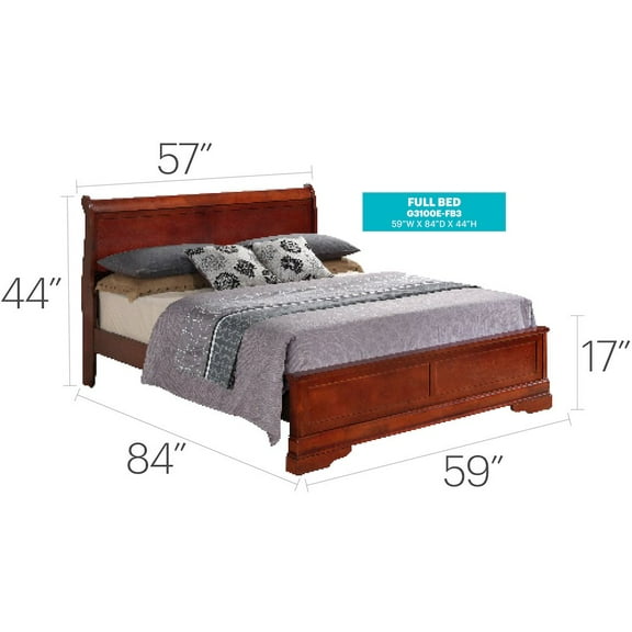Glory Furniture Louis Phillipe Full Bed in Cherry Color