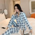 thumbnail image 1 of Women Loose Button Down Long Sleeve Pajamas Set Sleepwear, 1 of 3