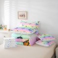 thumbnail image 6 of Castle Fairy Flying Butterfly 7pcs Bedding Comforter Set,Stars Glitter Queen Bedding Sets Super Cozy,Gradient Ombre Queen Sheet Sets,Lightweight Rainbow Room Decor,Reversible, 6 of 8