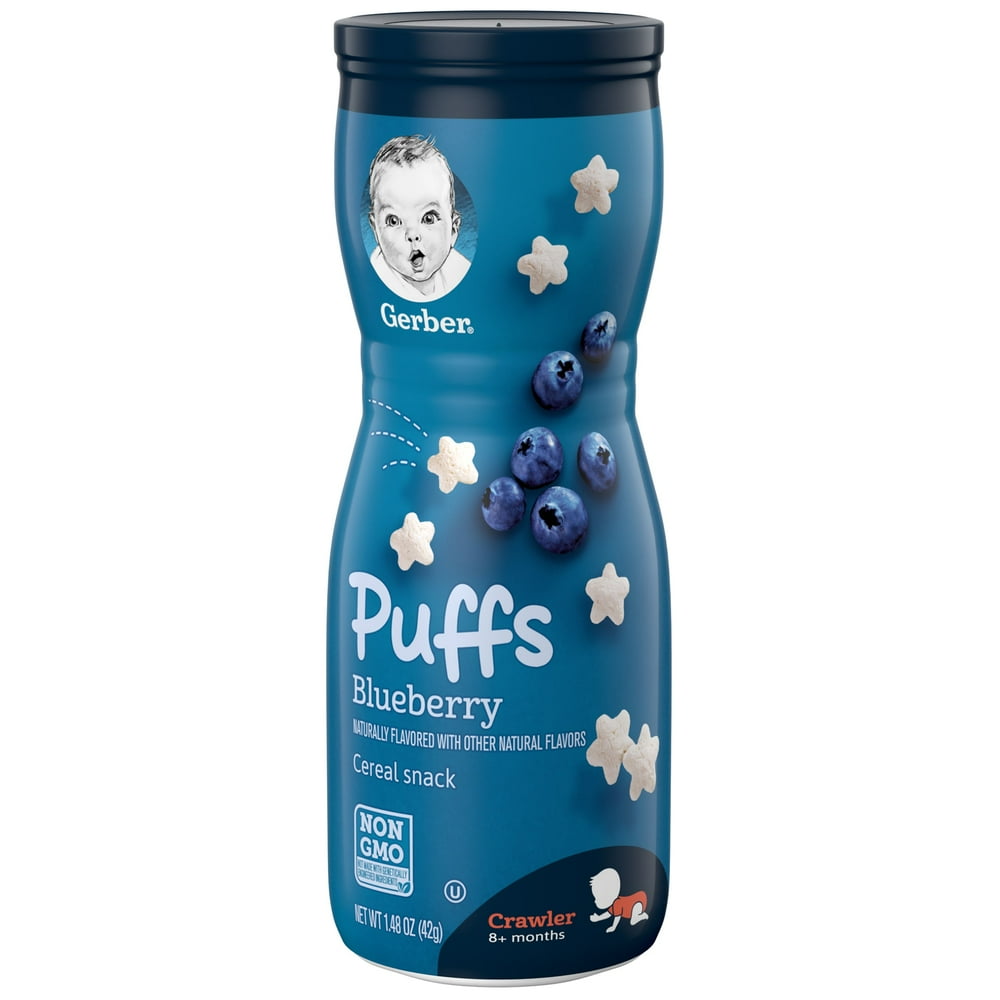 Gerber Puffs Blueberry Cereal Snacks, 1.48 Oz Canister (Pack of 6