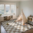 thumbnail image 6 of 4x6 Checkered Area Rugs for Bedroom, Fluffy Beige and White Checkered Rug Fuzzy Shag Shaggy Carpets for Living Room, Soft Plush Furry Rug for Boy Girls Room Dorm Home Decor, 6 of 15