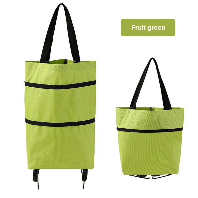 Chariot de Courses Pliable Vert avec Capacité de Charge de 10kg - Portable, Robuste et Polyvalent pour Courses, Rangement à Domicile et Usage Quotidien - Design Compact Pliable pour un Rangement et un Transport Faciles