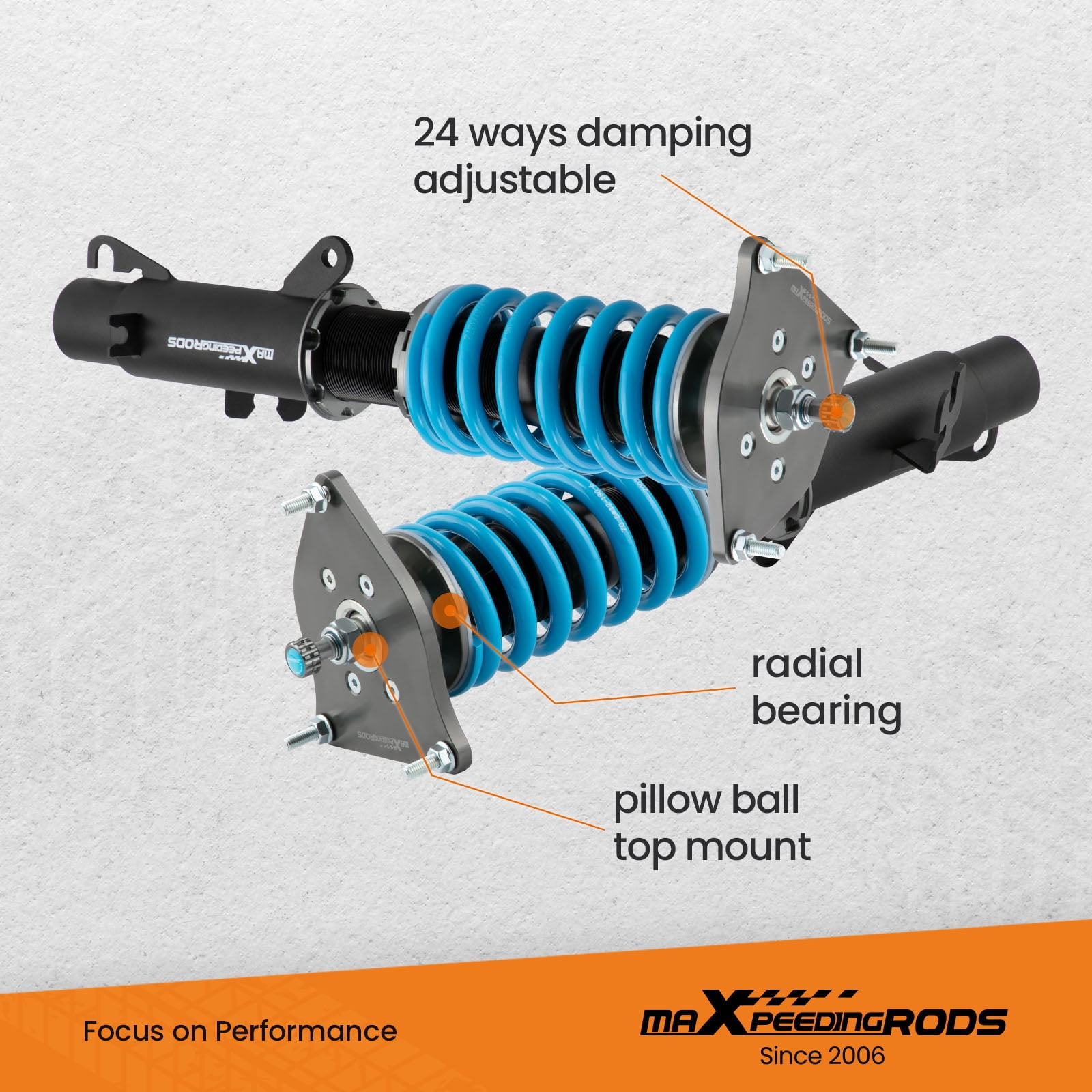 Maxpeedingrods 24 Way Lowering Coilover Suspension Kit For Mini Cooper S R50 R52 R53 01-07