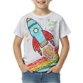 thumbnail image 2 of Tfken Boys Soft Comfy Tops Daily Wear Travel Fashion Tshirts Short Sleeve Casual Print Graphic T-Shirts Summer Tees Kids Cute Clothes Size 2-3 Years, 2 of 3