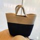 thumbnail image 2 of Womens Straw Tote Bag Retro Shoulder Handbag, Summer Vacation Beach Bag Aesthetic Contrast Color, 2 of 5