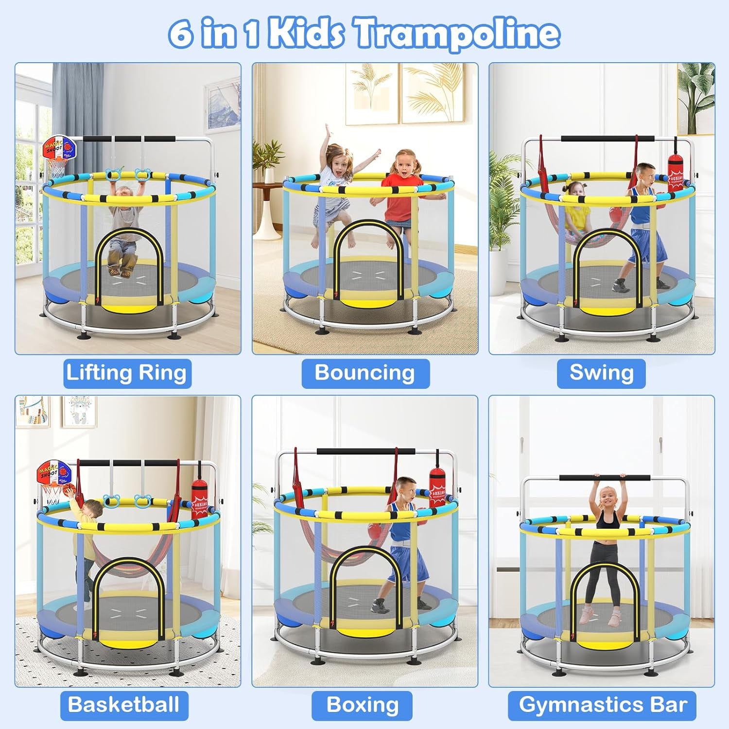 OLAKIDS 55" Trampoline for Kids Enclosure Net Heavy Duty for Boys Girls Outdoor Indoor