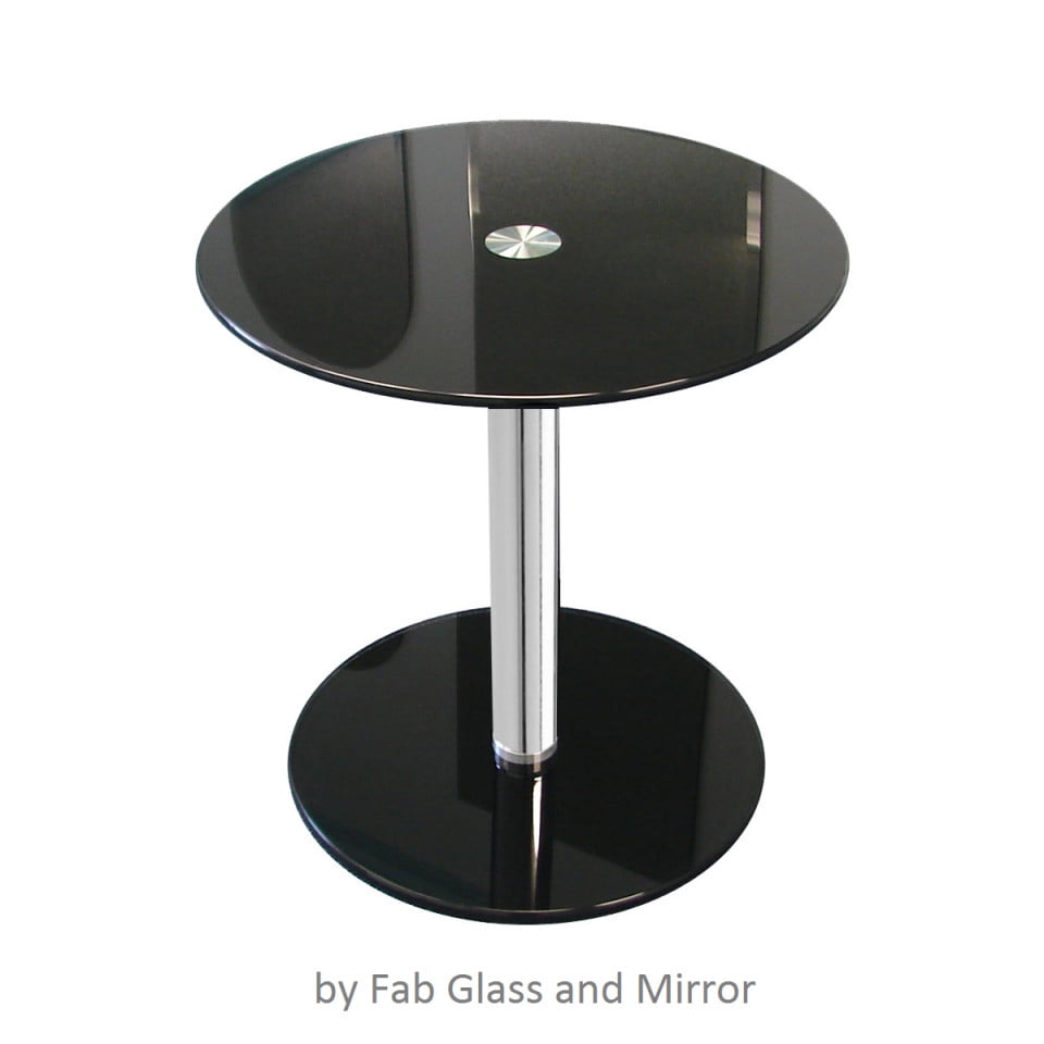 17 1/2 Inch Black Round Modern Glass Side Table With 17 3/4 Inch Height