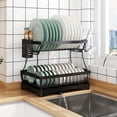 thumbnail image 1 of Double-Layer Kitchen Dish Storage Rack For Dishes Chopsticks Black Storage Rack, 1 of 9