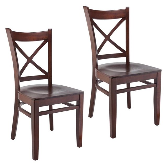 Chaise d'Appoint en Chêne Moyen avec Assise en Bois (Lot de 2)