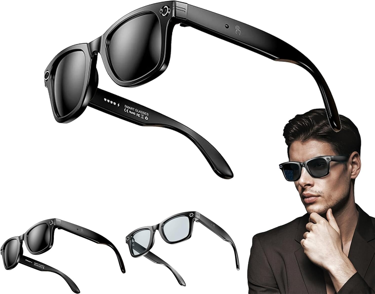 Cyanvue Ai Smart Glasses - 8mp Camerabril Met Muziek- En Belfuncties